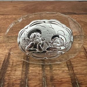 Two Cherubs on Argento/ Glass (Made in Italy)